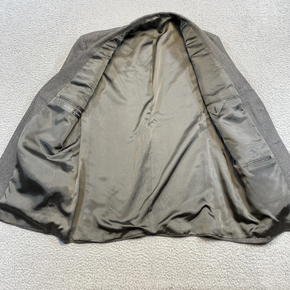 Oscar‎ De La Renta Blazer Mens 43R Gray Lambswool Cashmere Sport Coat Two Button